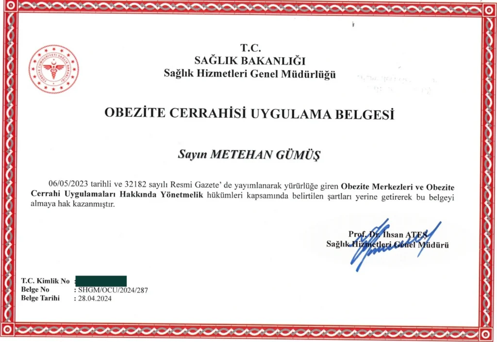 Obezite Cerrahisi Uygulama Belgesi